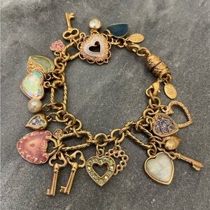 Kirks Folly Moon Face Gold Charm Bracelet Hearts